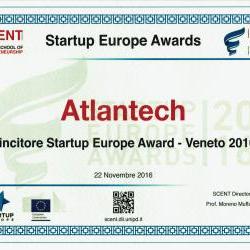 Atlantech awarded at the Startup Europe Awards 2016 - Italy - Veneto